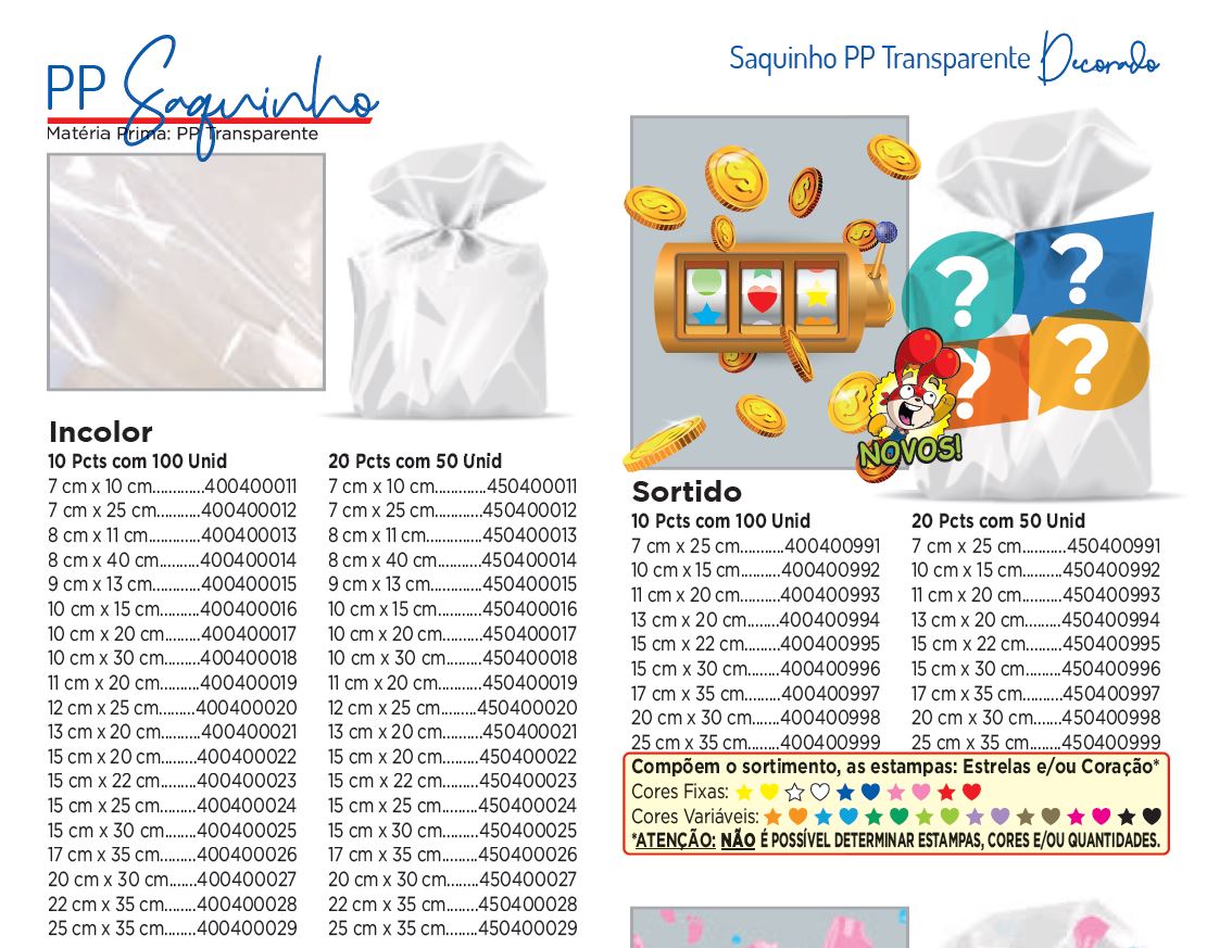 PP Saquinhos: Incolor e Decor