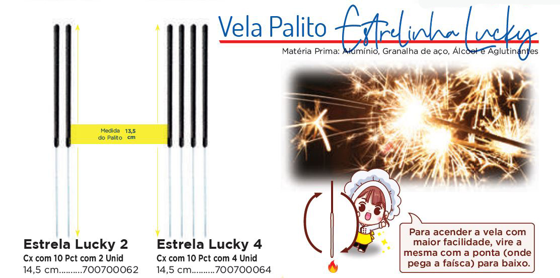 Vela Palito Estrelinha Lucky