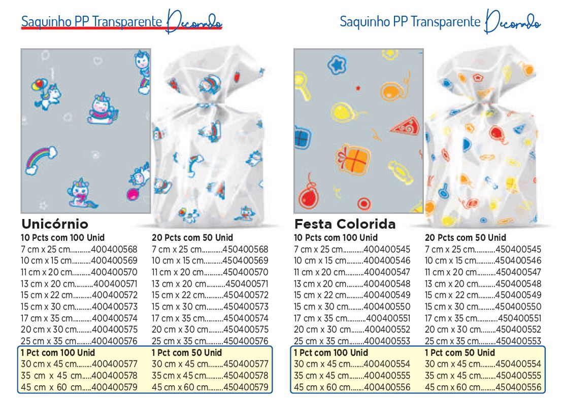 PP Saquinhos: Incolor e Decor