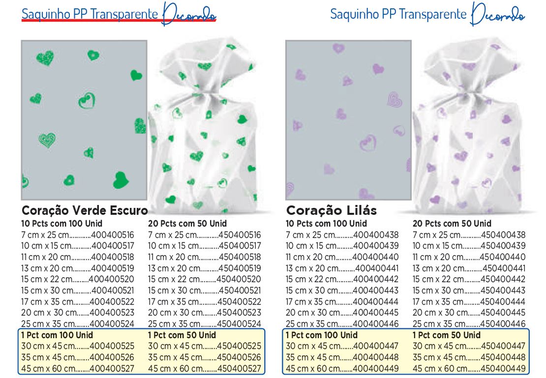 PP Saquinhos: Incolor e Decor